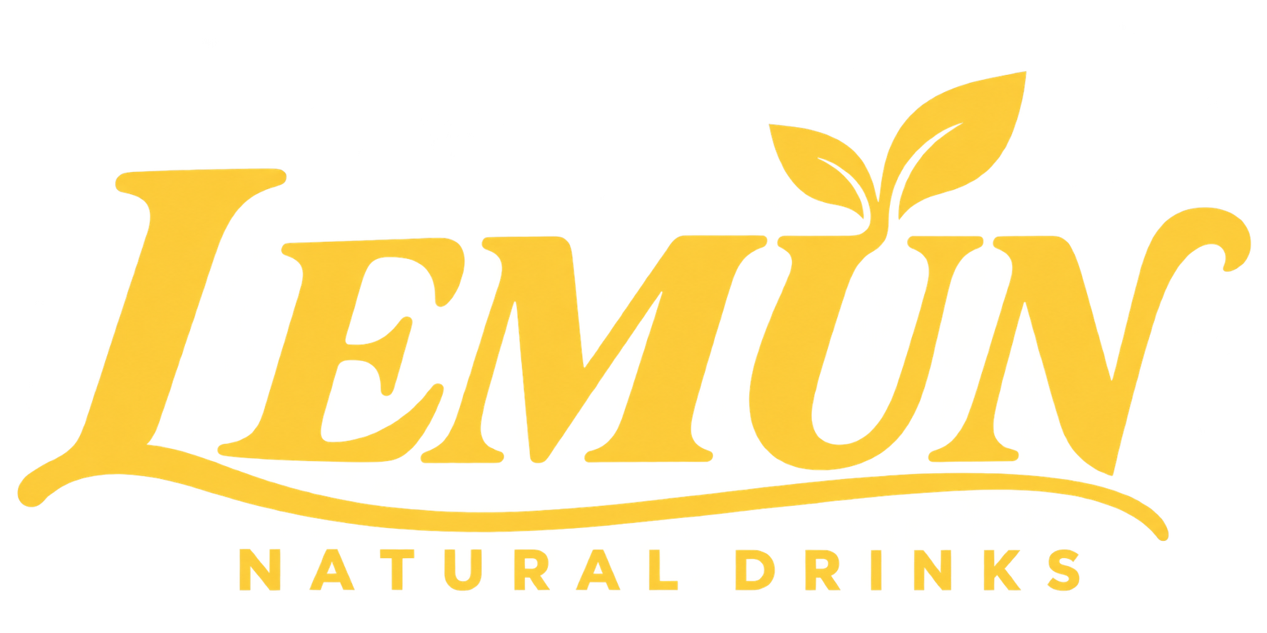 Lemun Natural Drinks — gold wordmark with a leaf accent